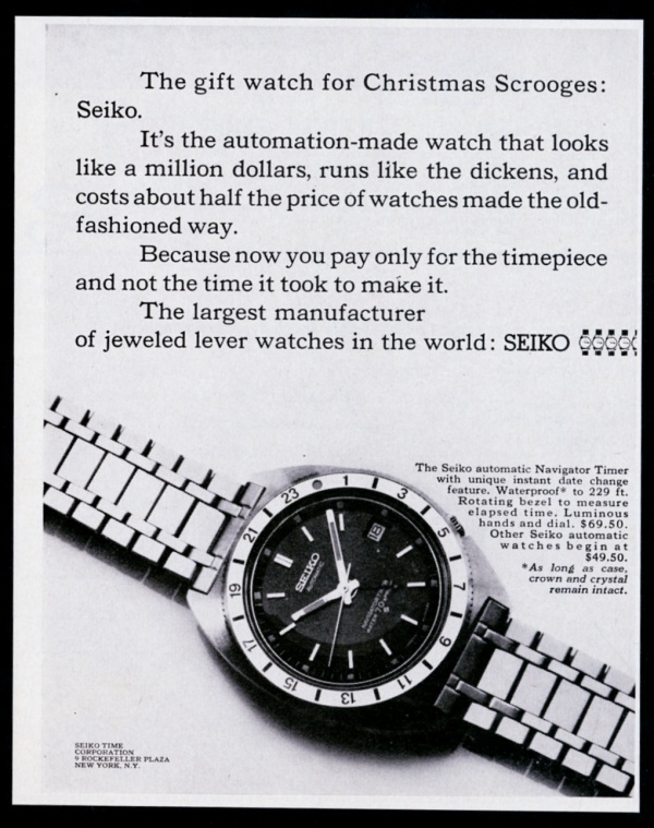 Seiko Navigator Timer watch vintage print advertisement