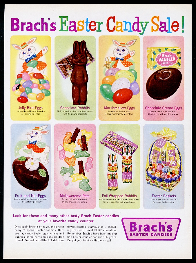 Brach's Easter candy chocolate bunny rabbit marshmallow egg etc print advertisement