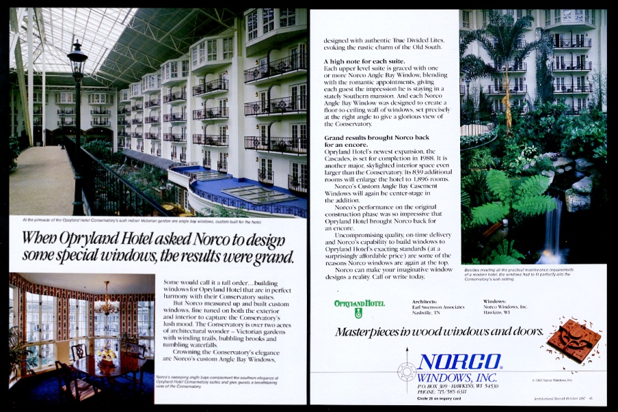 Opryland Hotel 3 Norco Windows vintage print advertisement