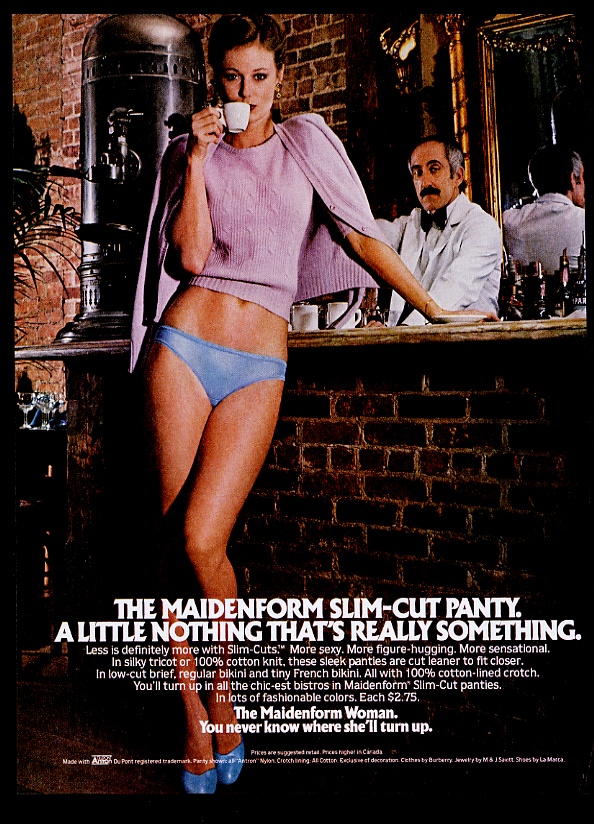 Maidenform lingerie blue panties woman espresso coffee bar advertisement