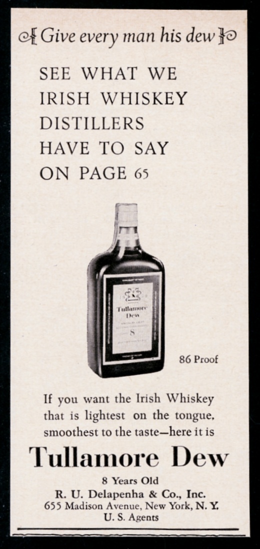 Tullamore Dew Irish Whiskey bottle vintage print advertisement