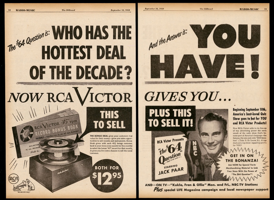 RCA Victor 45RPM record player phonograph Jack Paar print advertisement