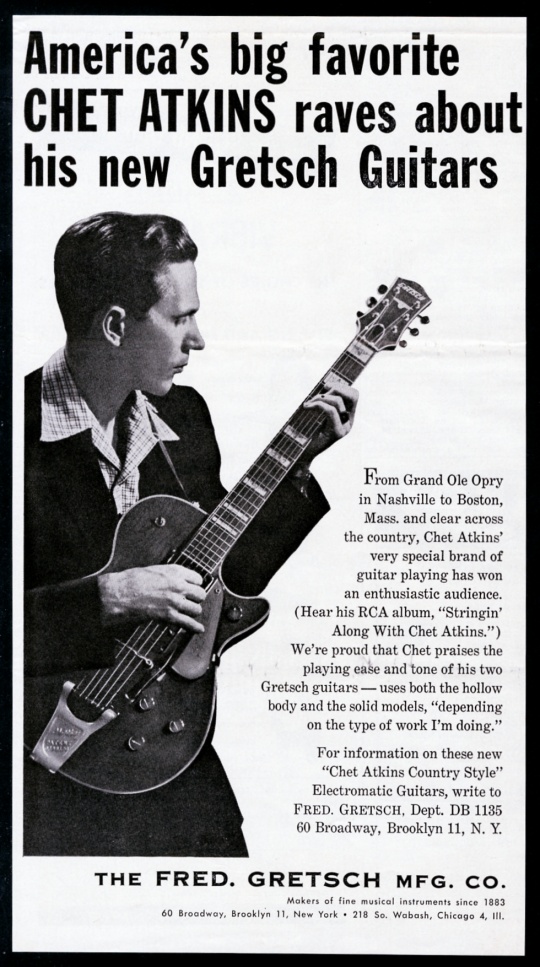 Chet Atkins Gretsch guitar vintage print advertisement 2