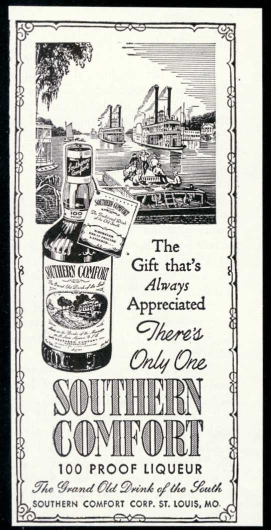 Southern Comfort liqueur riverboat steamboat art vintage print advertisement