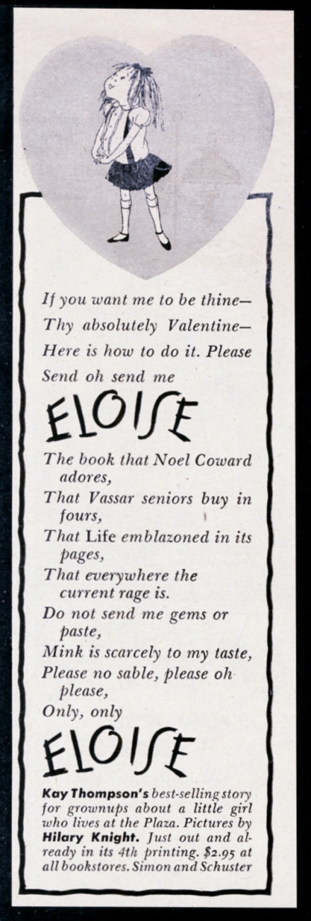 Eloise Kay Thompson 1st book release Hilary Knight art vintage print advertisement